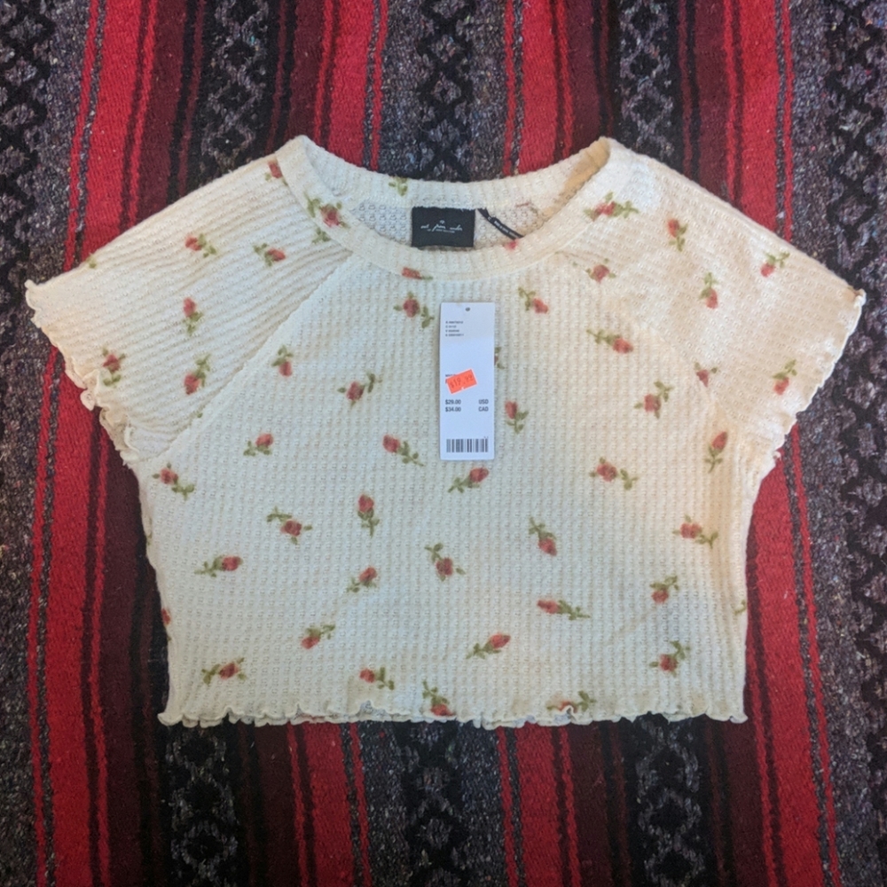 Soft rose sleep crop top